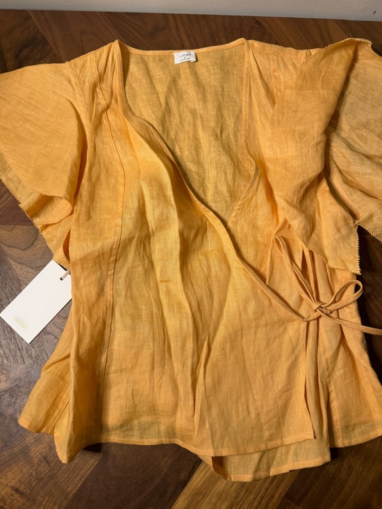 Wilfred Tops - Aritzia Wilfred peach Linen Tie-Waist Top
